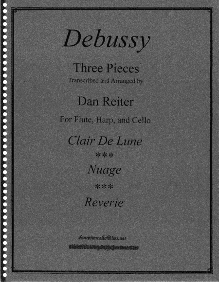 Debussy Three Pieces for flute, harp and cello trio. concerts, wedding, relaxation music, sacred. (arr. Daniel S. Reiter)
