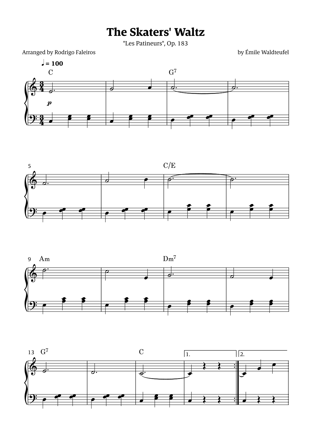 The Skaters Waltz (for beginners - with chords) (arr. Rodrigo Faleiros)