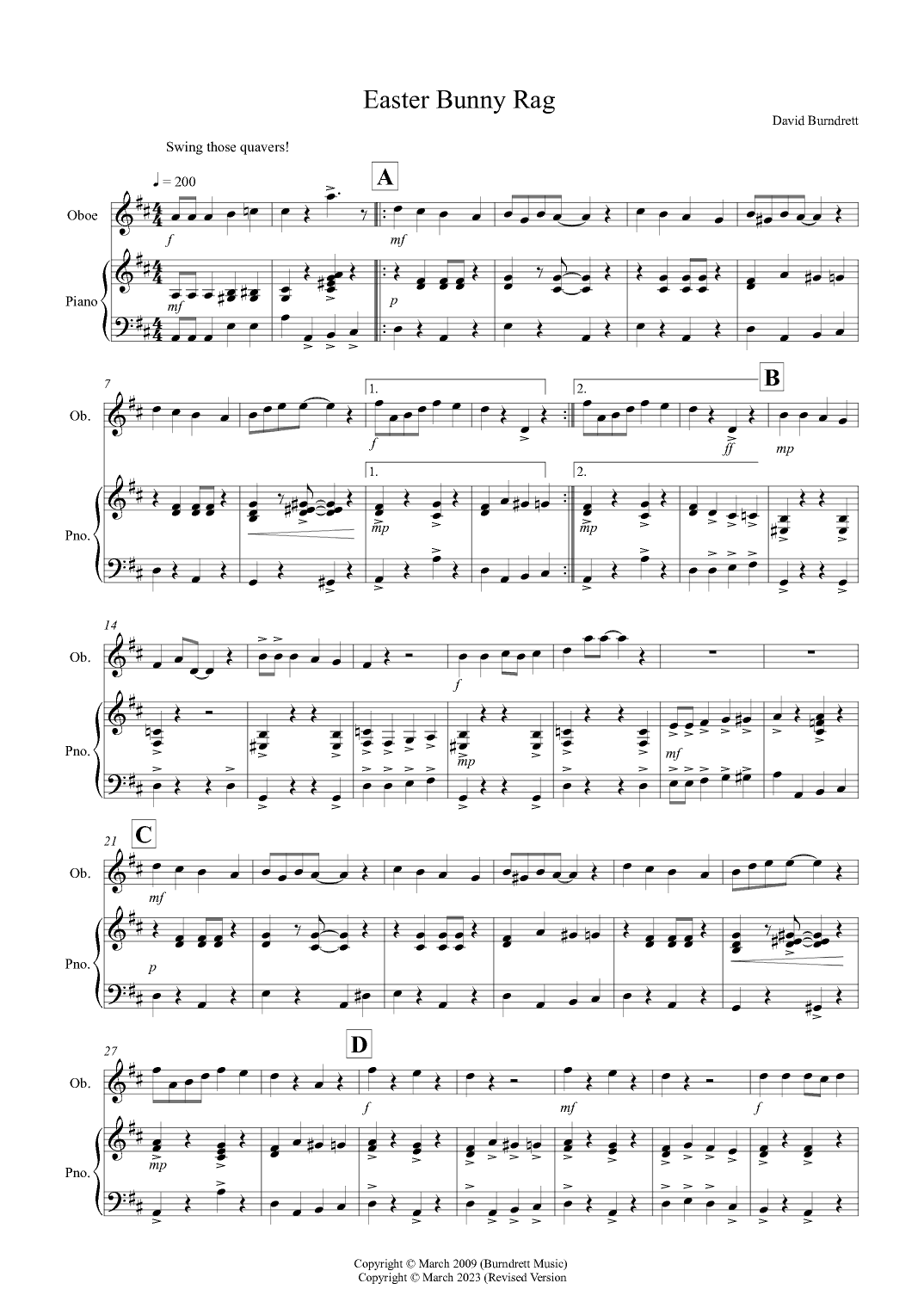 Easter Bunny Rag! for Oboe and Piano