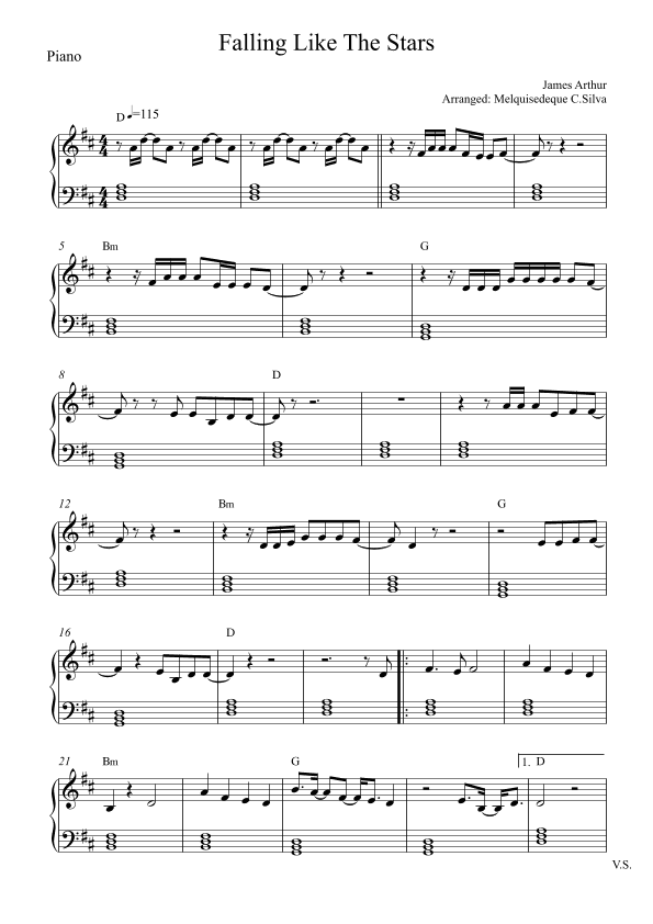 Falling Like The Stars (arr. Melquisedeque C.Silva)
