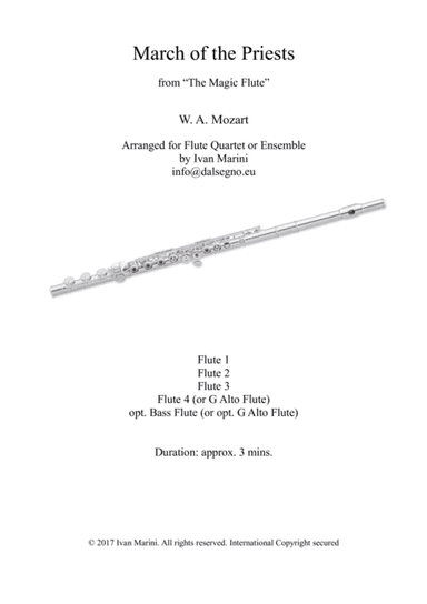 MARCH OF THE PRIESTS (from The Magic Flute by W. A. Mozart) - for Flute Quartet or Ensemble (arr. Ivan Marini)