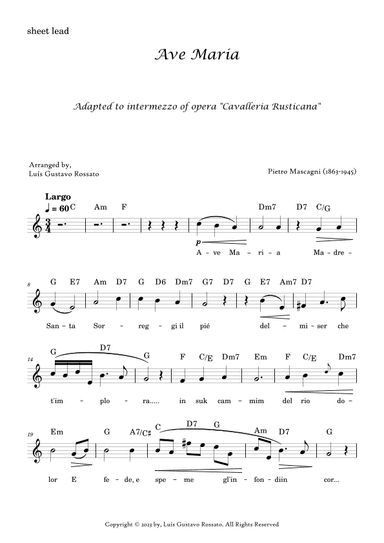 Mascagni - Ave Maria (C Major) (arr. Luís Gustavo Rossato)