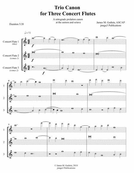 Guthrie: Trio Canon for 3 Concert Flutes