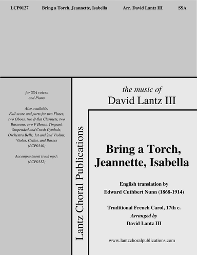 Bring a Torch, Jeannette, Isabella (arr. David Lantz III)
