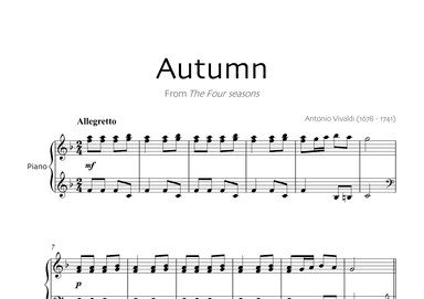 Autumn (The four seasons) - Easy piano (arr. Robin Hood Editions)