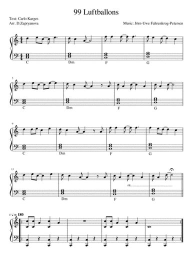 99 Red Balloons (99 Luftballons) (arr. D. Zapryanova)