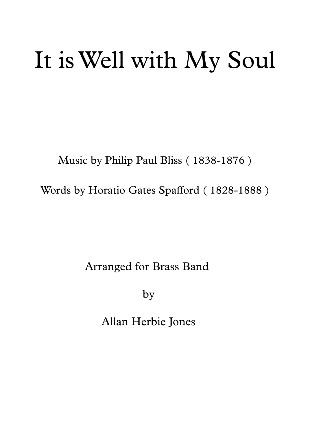 It is Well with My Soul (arr. Allan Herbie Jones)