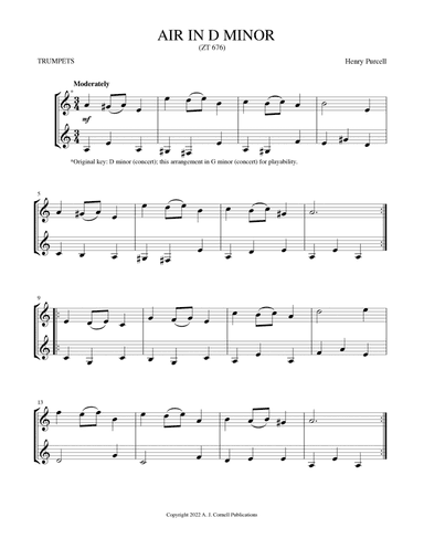 Air in D Minor (ZT 676) (arr. Mark Phillips)