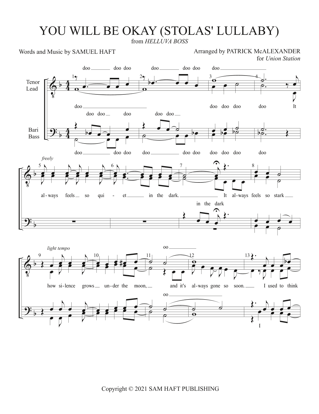 You Will Be Okay Stolas Lullaby (arr. Patrick McAlexander)