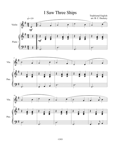 I Saw Three Ships (Violin Solo with Piano Accompaniment) (arr. B. C. Dockery)