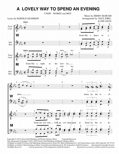 A Lovely Way To Spend An Evening (arr. Arranger 1 - Paul A. Jorg / Arranger 2 - Joe Liles)