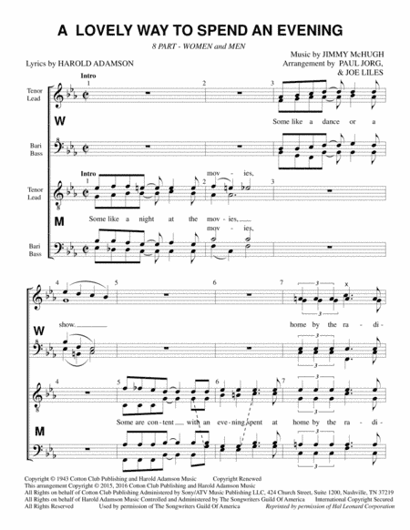 A Lovely Way To Spend An Evening (arr. Arranger 1 - Paul A. Jorg / Arranger 2 - Joe Liles)