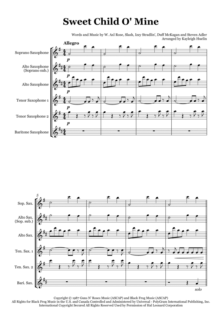 Sweet Child O' Mine (arr. Kayleigh Huelin)