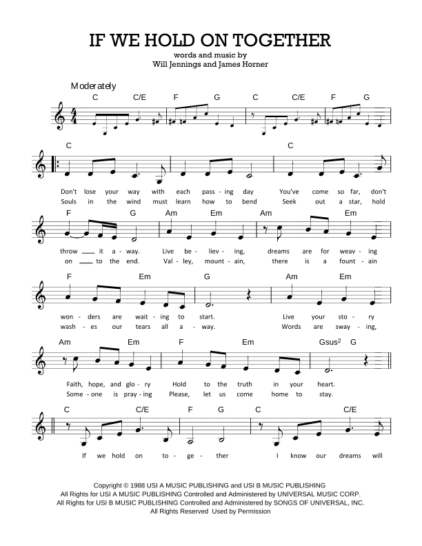 If We Hold On Together (arr. Arby Richter)