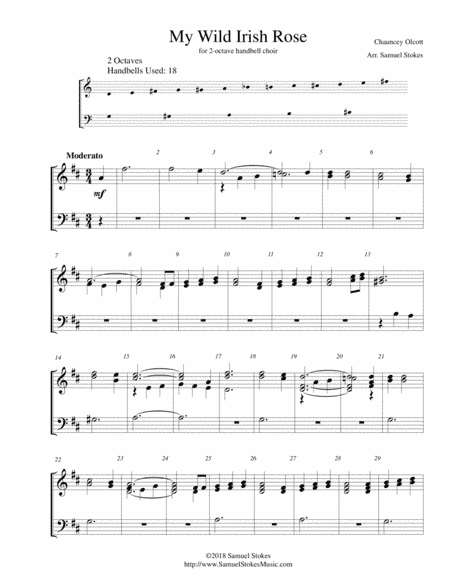My Wild Irish Rose - for 2-octave handbell choir (arr. Samuel Stokes)