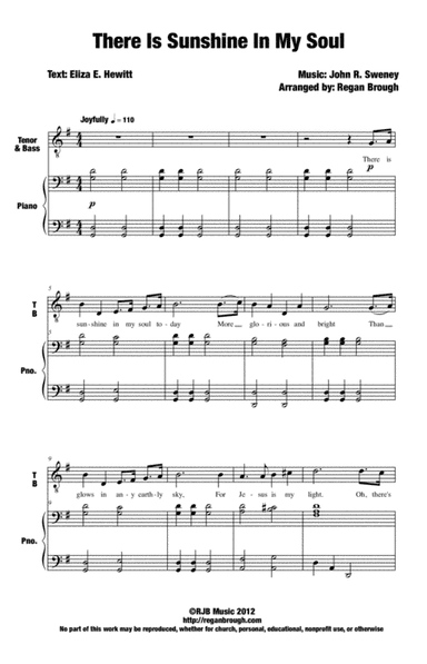 There Is Sunshine In My Soul Today - SATB, Piano (arr. Regan Brough)