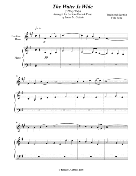The Water is Wide for Baritone Horn & Piano (arr. James M. Guthrie)