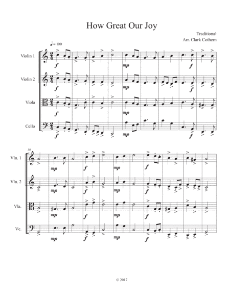 How Great Our Joy (String Quartet) (arr. Clark Cothern)