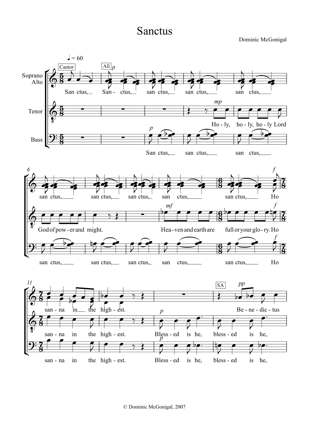 Sanctus (SSATBB)