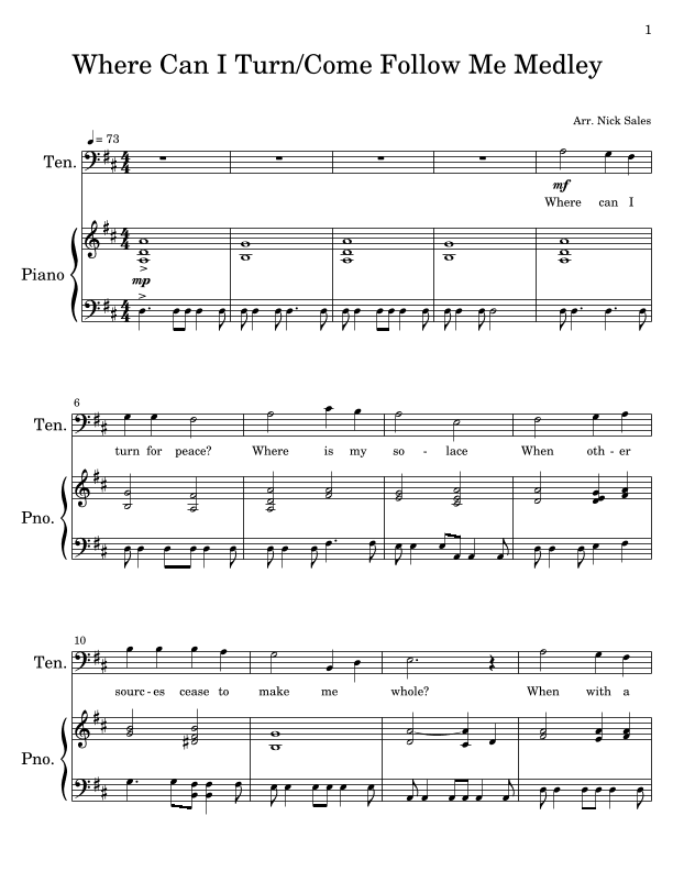 Where Can I Turn For Peace/Come Follow Me Medley (arr. Nick Sales)