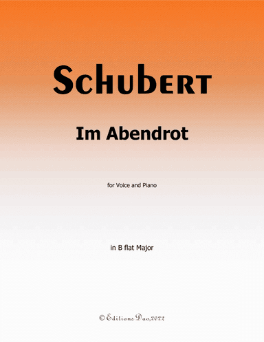 Im Abendrot, by Schubert, in B flat Major (arr. Editions Dao)