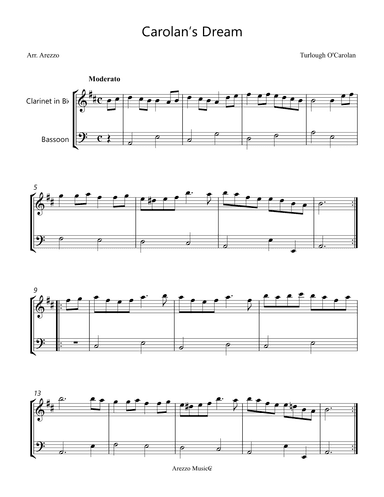 Carolan's Dream - Clarinet and Bassoon sheet music (arr. Arezzo Music)
