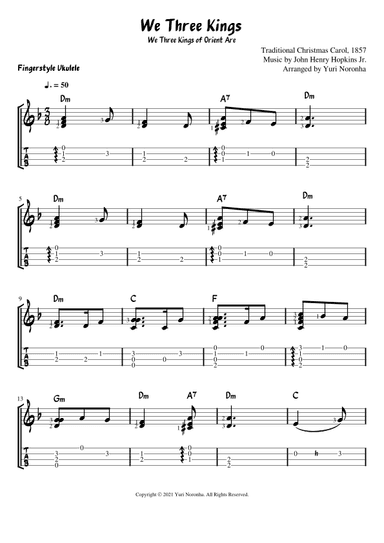 We Three Kings (of Orient Are) - Fingerstyle Ukulele - Traditional Christmas Carol (arr. Yuri Noronha)