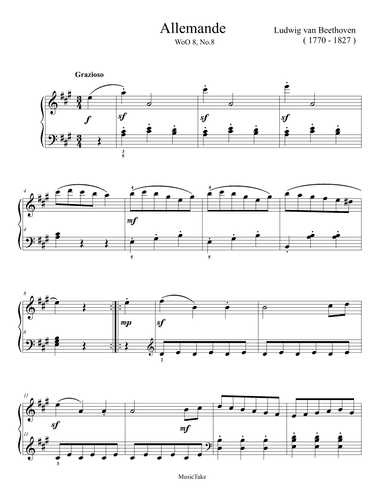 Beethoven Allemande WoO 8, No.8 (arr. Ben Choupak)