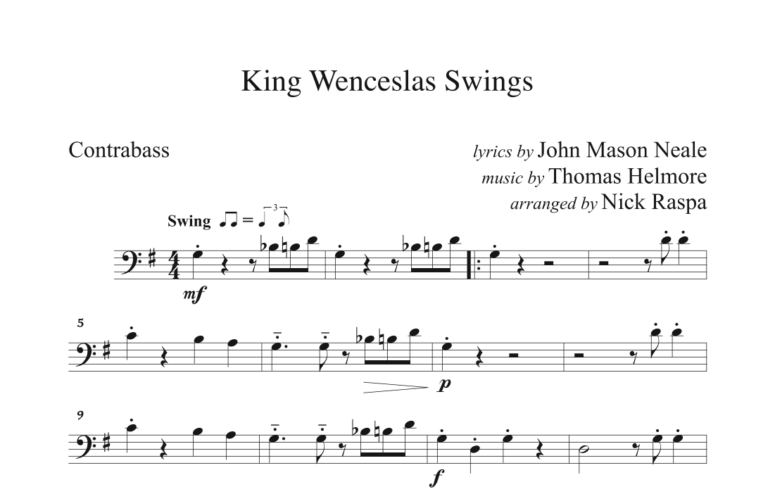 King Wenceslas Swings (String Orchestra) Contrabass part (arr. Nick Raspa)