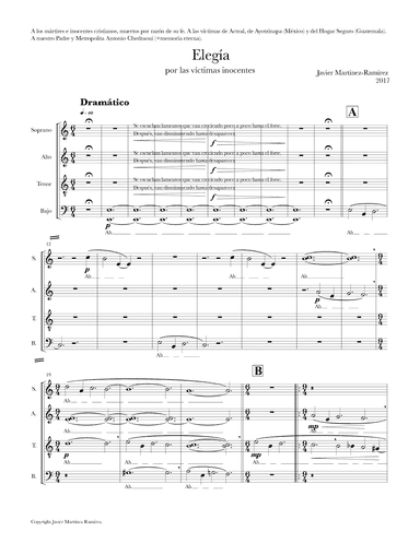 Elegía por las víctimas inocentes for mixed choir (SATB with divisi)