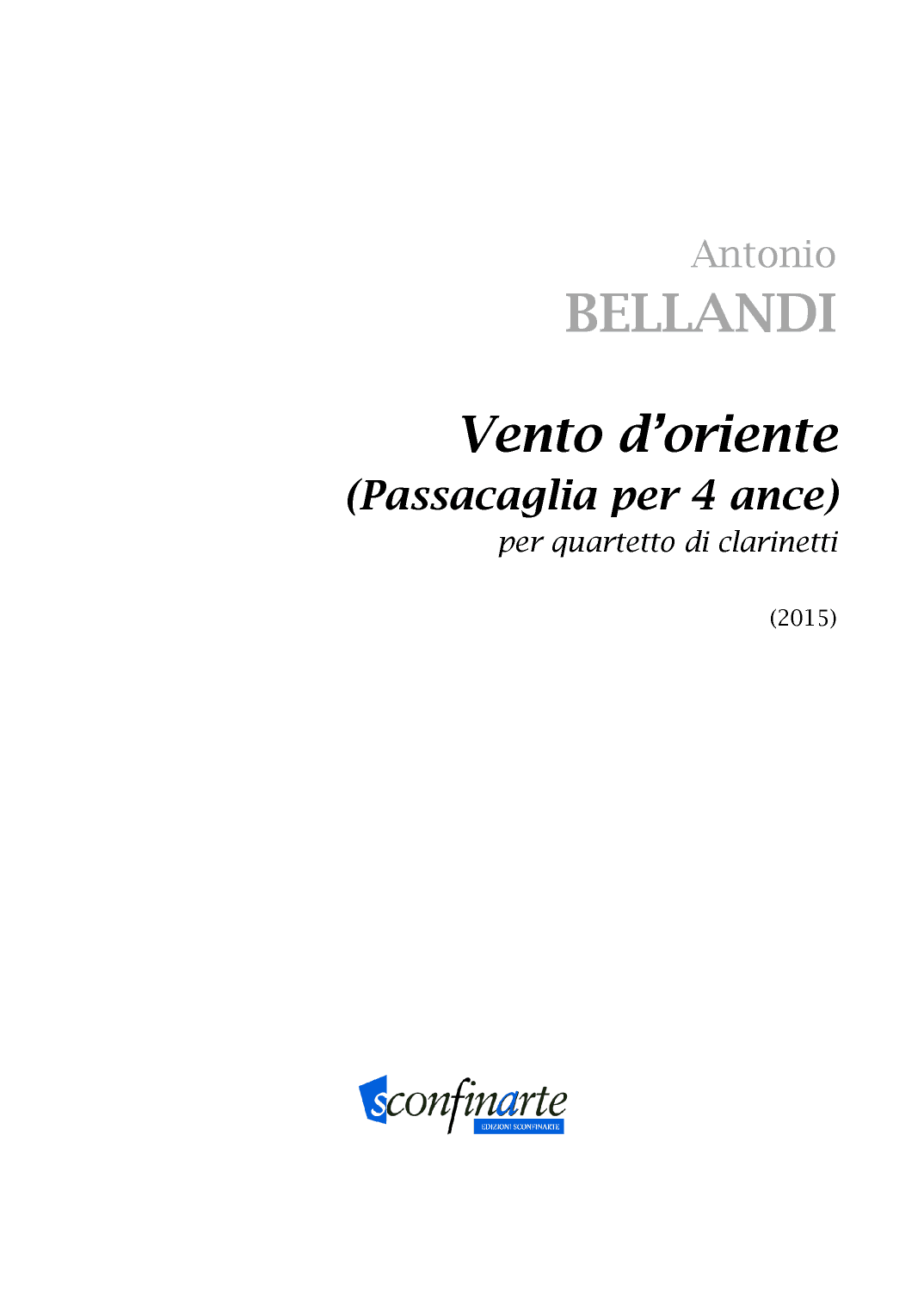 Antonio Bellandi: VENTO D'ORIENTE (ES 905) - Score Only