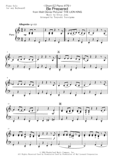 Be Prepared from Walt Disney Pictures' THE LION KING (arr. Tsuyoshi Yoroiguma)
