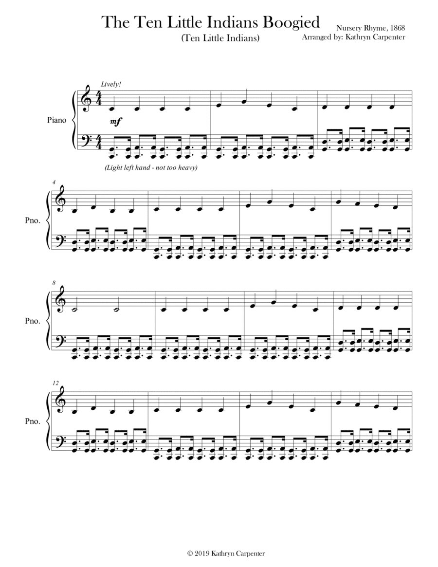 The Ten Little Indians Boogied (Ten Little Indians) (arr. Kathryn Carpenter)