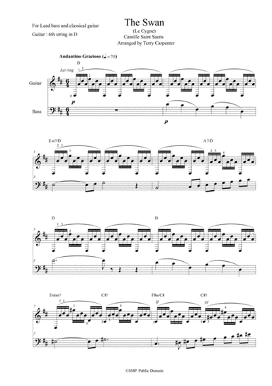 THE SWAN Camille Saint Saens for lead bass and guitar (arr. Terry Carpenter)