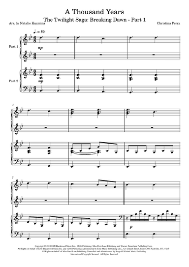 A Thousand Years (arr. Natalie Kuzmina aka nattaliepiano)