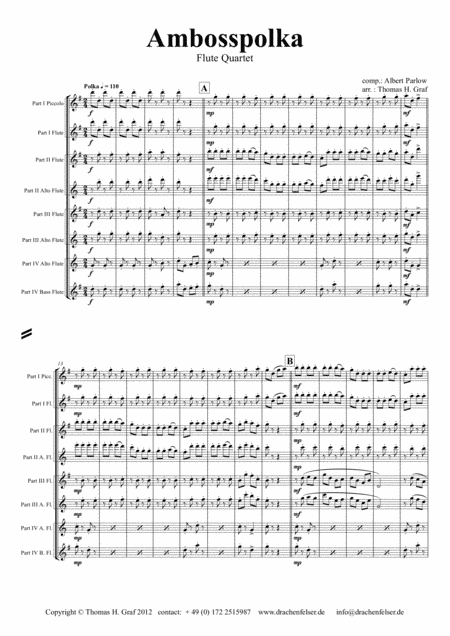 Amboss-Polka - German Polka - Oktoberfest - Flute Quartet (arr. Thomas H. Graf)