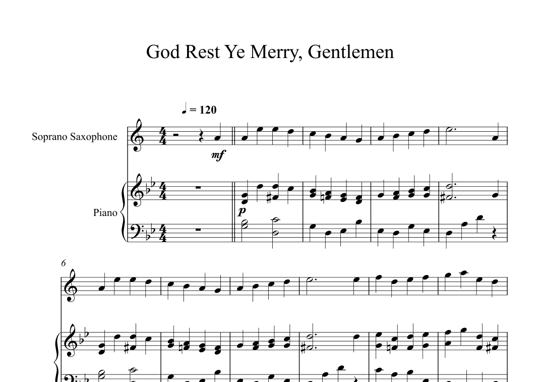 God Rest Ye Merry, Gentlemen (Soprano Sax + Piano) (arr. Digital Book Music)