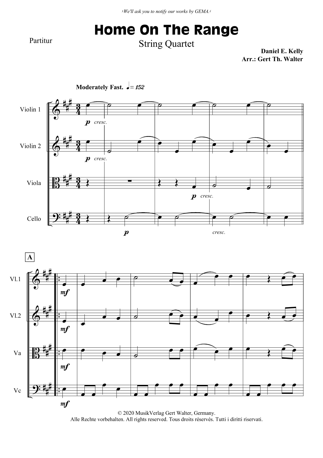 Home On The Range (arr. Gert Th. Walter)