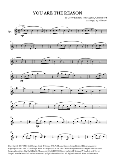 You Are The Reason (arr. Milanov)