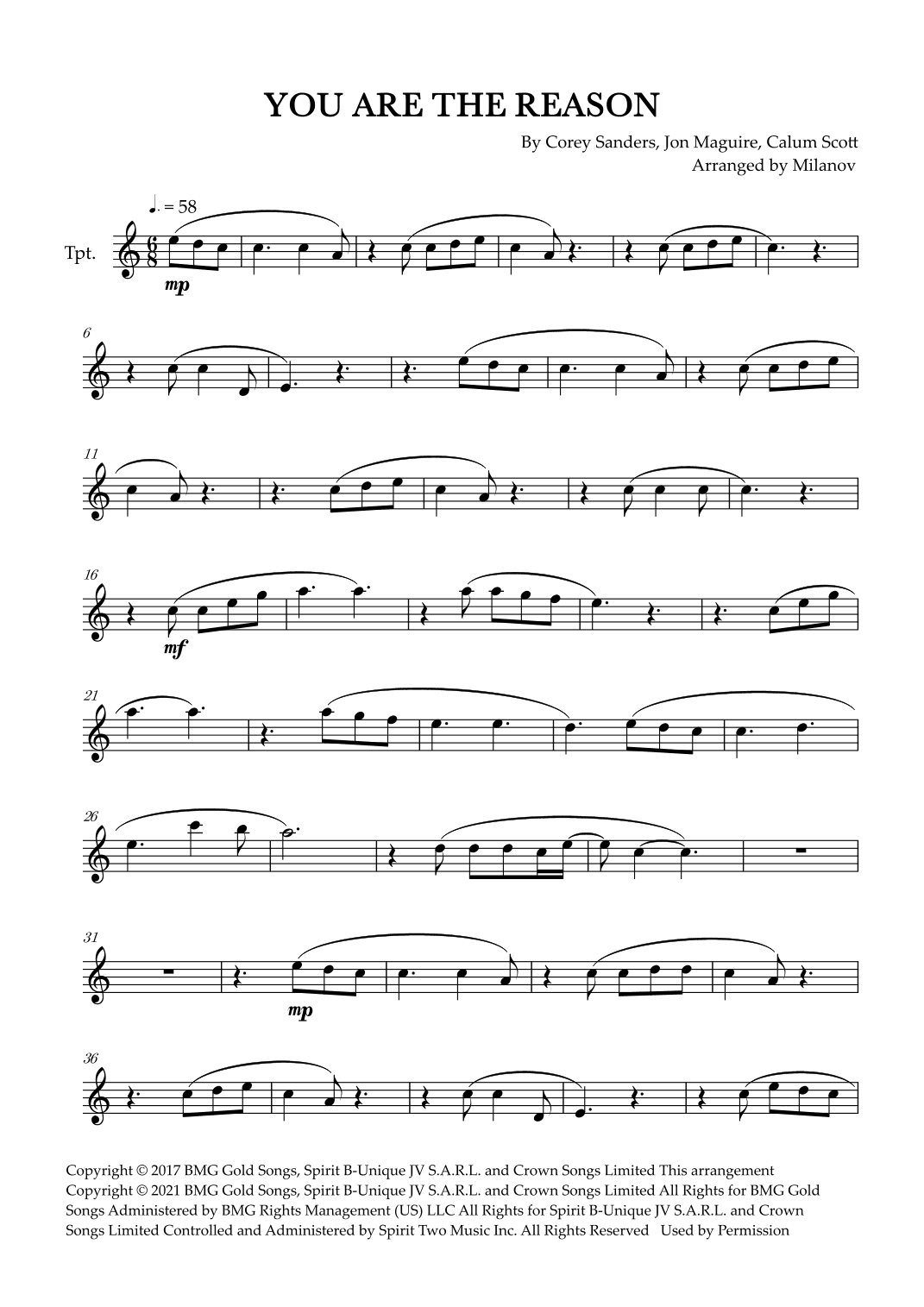You Are The Reason (arr. Milanov)