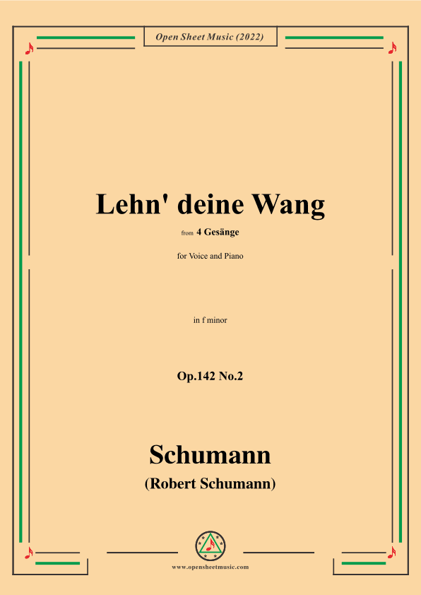 Schumann-Lehn deine Wang,Op.142 No.2,in f minor (arr. OSM Press)