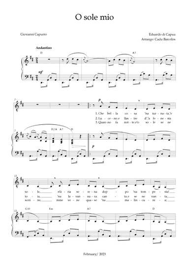 O Sole Mio (Eduardo di Capua) - D Major Chords (arr. Cadu Barcelos)