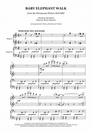 Baby Elephant Walk from the Paramount Picture HATARI! (arr. P. Petrof)