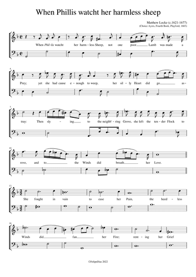 When Phillis watcht her harmless sheep (arr. Early Music Scores)