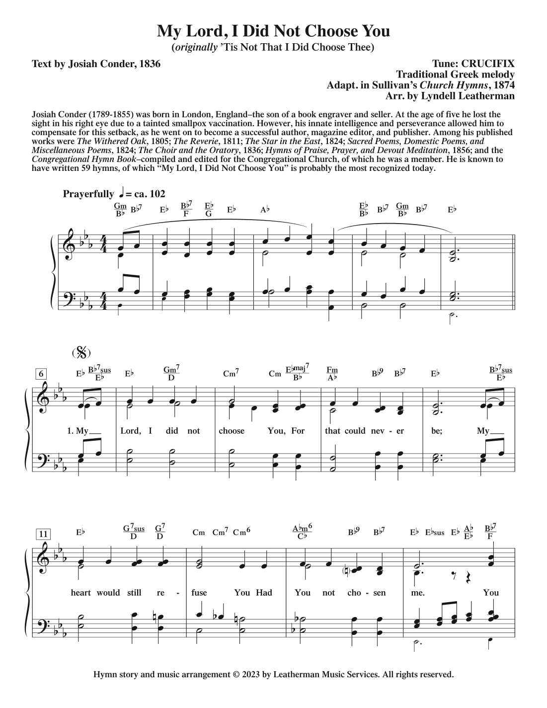 My Lord, I Did Not Choose You (arr. Lyndell Leatherman)