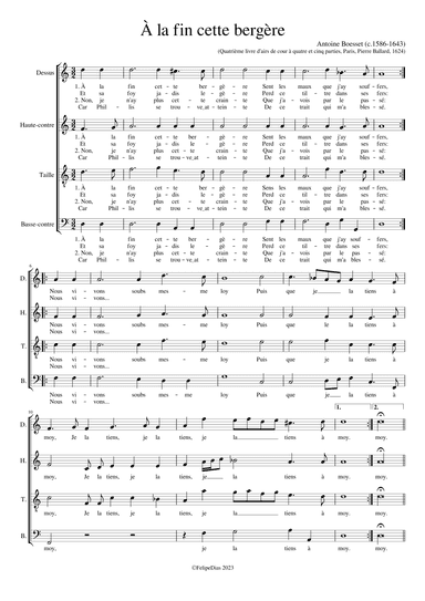 À la fin cette bergère (arr. Early Music Scores)