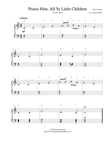 Praise Him, All Ye Little Children - for easy piano (arr. Samuel Stokes)