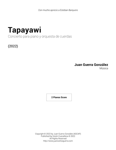 Tapayawi (2 pianos study score)