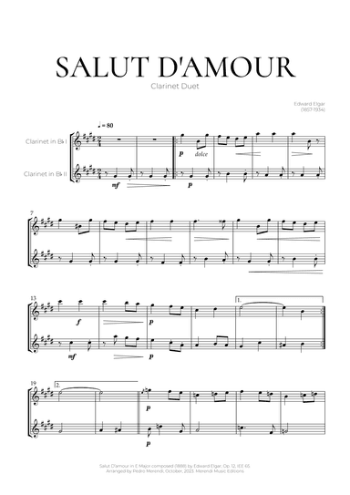 Salut D’amour (Clarinet Duet) - Edward Elgar (arr. Pedro Merendi)