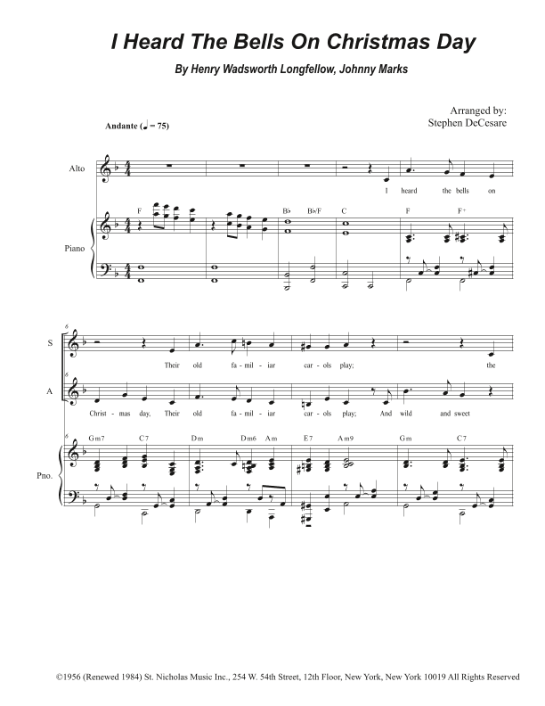 I Heard The Bells On Christmas Day (arr. Stephen DeCesare)